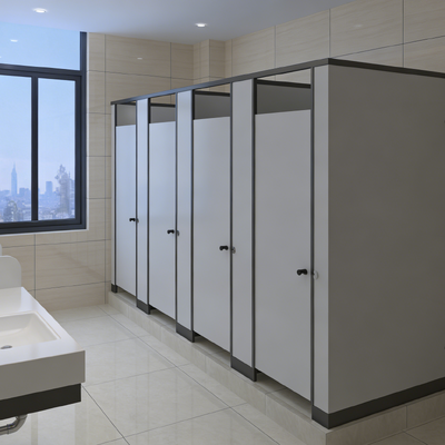 Anti Collision Compact Board Toilet Partition Scratch Resistant Public Bathroom Stall Dividers  Waterproof