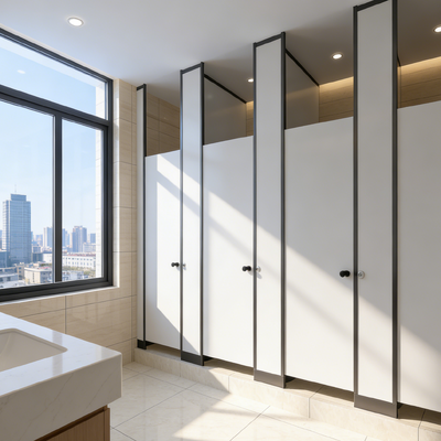 Anti Collision Compact Board Toilet Partition Scratch Resistant Public Bathroom Stall Dividers  Waterproof