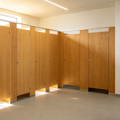 Waterproof Fireproof Public Toilet Partition Customizable Toilet Cubicle System With Stainless Steel Hardware