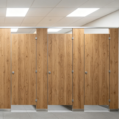 Waterproof Fireproof Public Toilet Partition Customizable Toilet Cubicle System With Stainless Steel Hardware