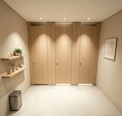 Commercial Toilet Compartment Wood Grain Phenolic Toilet Partitions Waterproof