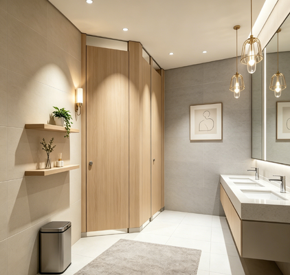 Commercial Toilet Compartment Wood Grain Phenolic Toilet Partitions Waterproof
