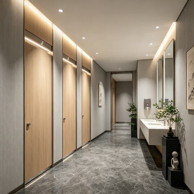Scratch Resistant HPL Cubicle Partition Anti Bacterial Commercial Toilet Cubicle Customizable