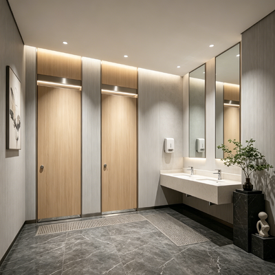 Scratch Resistant HPL Cubicle Partition Anti Bacterial Commercial Toilet Cubicle Customizable