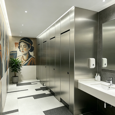 Commercial Metal Toilet Partitions Water Resistant / Impact Resistant Public Restroom Partitions