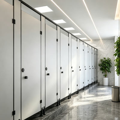 Impact Resistant Toilet Partition Systems Gray Commercial Bathroom Stall Dividers Customizable