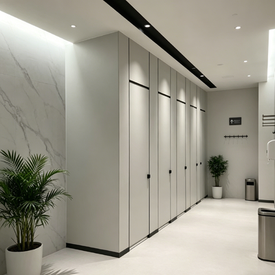 Black Toilet Partition Brackets Stainless Steel Kick Plate For Compact Laminate Honeycomb Toilet Cubicle