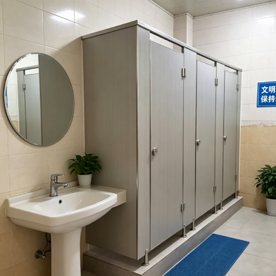 Stainless Steel Framed Toilet Partition Systems Wood Grain Compact Laminate Partitions Durable