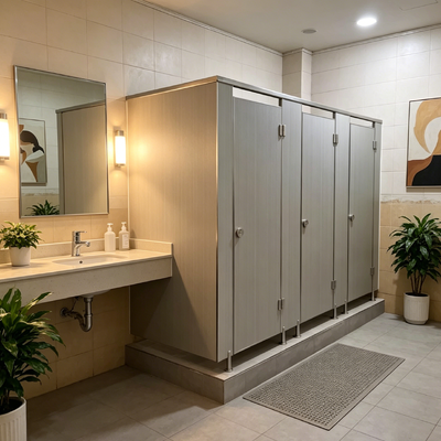 Stainless Steel Framed Toilet Partition Systems Wood Grain Compact Laminate Partitions Durable