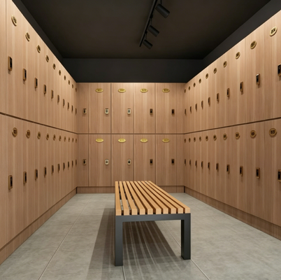 Wood Grain Gym Room Lockers Waterproof Lockers For Gym Locker Room