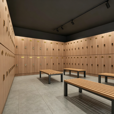 Wood Grain Gym Room Lockers Waterproof Lockers For Gym Locker Room