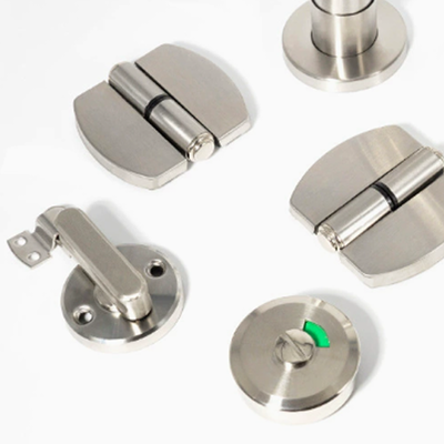 HPL Toilet Partition Accessories Stainless Steel Angle Code , Hinge , Lock , Support Feet