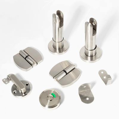 HPL Toilet Partition Accessories Stainless Steel Angle Code , Hinge , Lock , Support Feet