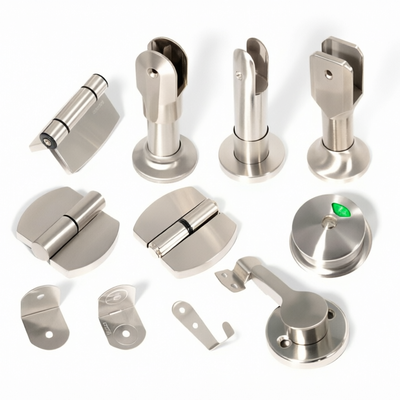 HPL Toilet Partition Accessories Stainless Steel Angle Code , Hinge , Lock , Support Feet