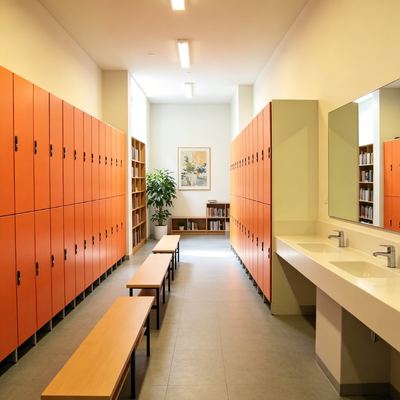 Orange Commercial Gym Lockers OEM / ODM Locker Room Storage Cabinets