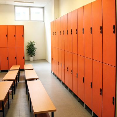 Orange Commercial Gym Lockers OEM / ODM Locker Room Storage Cabinets