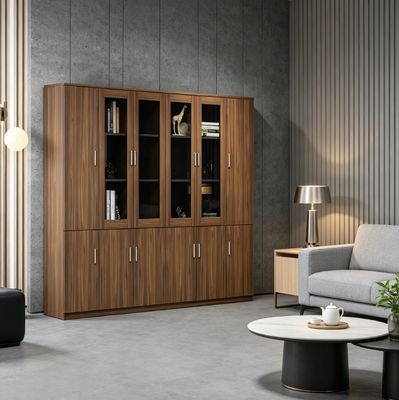 Durable Glass Door Cabinet Moisture Resistant / Scratch Resistant Wood Office Bookcase