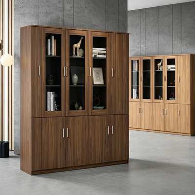 Durable Glass Door Cabinet Moisture Resistant / Scratch Resistant Wood Office Bookcase