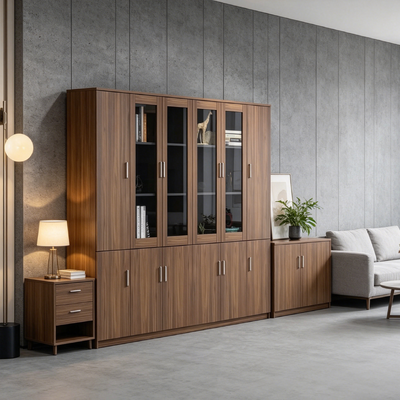 Durable Glass Door Cabinet Moisture Resistant / Scratch Resistant Wood Office Bookcase