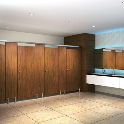 Waterproof Commercial Bathroom Partitions Wood Grain HPL Toilet Partition