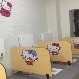 HPL Honeycomb Board Kids Toilet Partition Colorful Preschool Toilet Partitions With Decor Protection