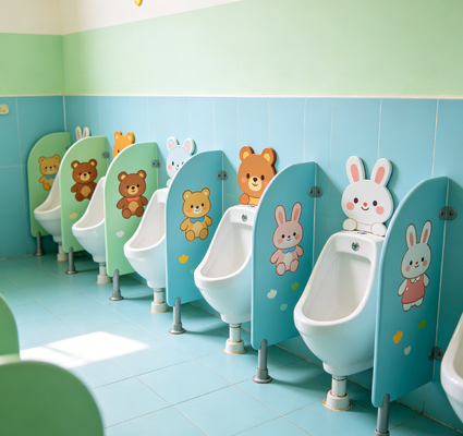Customized Kindergarten Toilet Partition Eco Friendly Toilet Cubicle Panels For Protection And Decoration