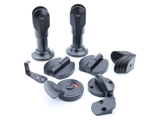 Restroom Partition Hardware Supplier | Black Heavy-Duty Rustproof Toilet Stall Lock for Hotel School Hospital