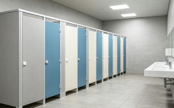 Commercial HPL Toilet Partitions - Waterproof Durable Compact Laminate Public Restroom Partitions for School, Hospital, Mall