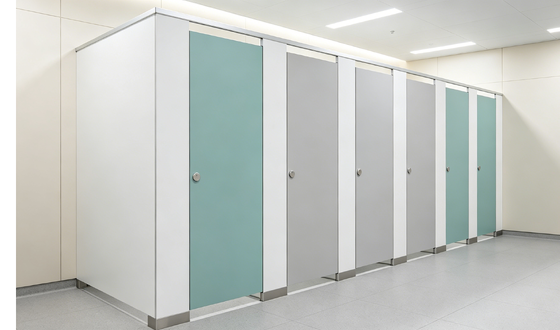 Commercial HPL Toilet Partitions - Waterproof Durable Compact Laminate Public Restroom Partitions for School, Hospital, Mall