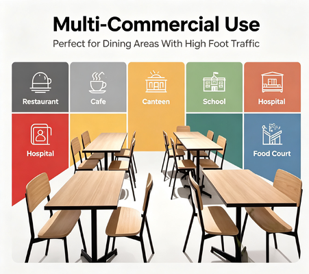 Commercial HPL Compact Dining Table and Chair Set, Waterproof Fireproof Anti-scratch Canteen Furniture for Restaurant Cafe School Hospital