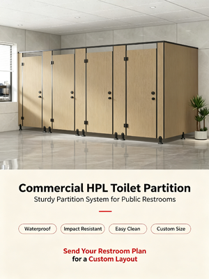 Commercial HPL Toilet Partition, Waterproof Moisture-proof Phenolic Compact Board Public Restroom Partition with Hardware Fittings