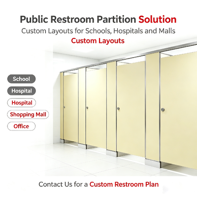 Commercial HPL Public Toilet Stall, Moisture-proof Phenolic Compact Restroom Partition