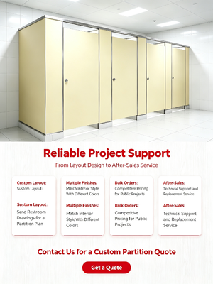 Commercial HPL Public Toilet Stall, Moisture-proof Phenolic Compact Restroom Partition