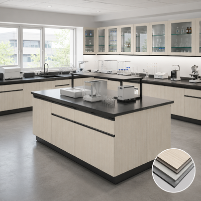 Durable Phenolic Lab Countertop Cabinet, Moisture Proof HPL Laboratory Furniture for School & Hospital Labs