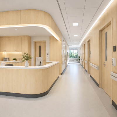 Antibacterial HPL High Pressure Laminate Panels, Impact Resistant Wall Cladding for Hospital Corridors, Easy to Clean & Stain Resistant
