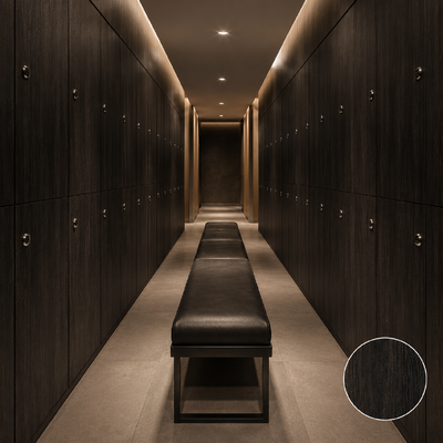 Dark Wood Grain HPL Compact Laminate Lockers Luxury Gym Changing Room Storage Cabinets

