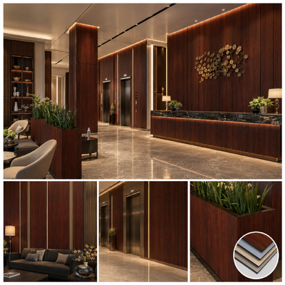 Decorative Compact Laminate HPL Wall Panel, Wood Grain Commercial Interior Wall Cladding