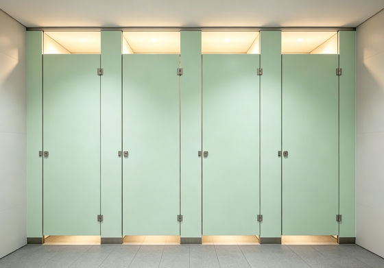 Colorful HPL Compact Laminate Public Toilet Stall Partitions, Custom Phenolic Resin Washroom Divider Panels for Commercial Projects