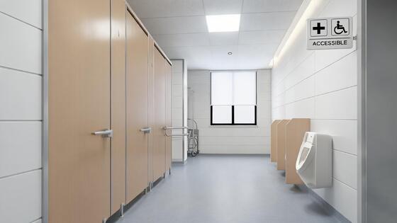 Custom Phenolic Toilet Partitions for Factory｜Public Restroom Partition System for Office, Stadium & Hospital