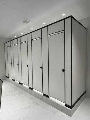Anti‑Bacterial HPL Toilet Cubicles, Waterproof Compact Laminate Public Washroom Partition for Office, Hospital, School