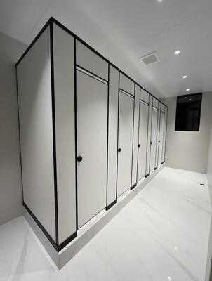 Anti‑Bacterial HPL Toilet Cubicles, Waterproof Compact Laminate Public Washroom Partition for Office, Hospital, School