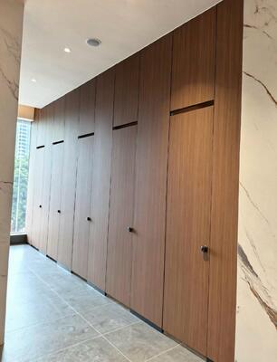 Commercial HPL Toilet Partitions | Mall Restroom Dividers | Compact Laminate