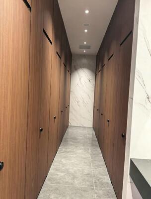 Commercial HPL Toilet Partitions | Mall Restroom Dividers | Compact Laminate