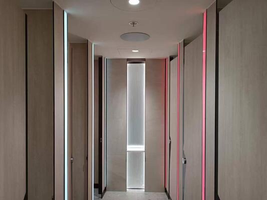 LED Light Indicator Compact HPL Toilet Cubicle  Phenolic Resin Restroom Partition