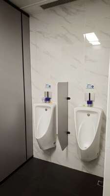 Compact Laminate Toilet Partitions for Office Building Washrooms | Commercial Toilet Cubicles
