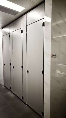 Compact Laminate Toilet Partitions for Office Building Washrooms | Commercial Toilet Cubicles