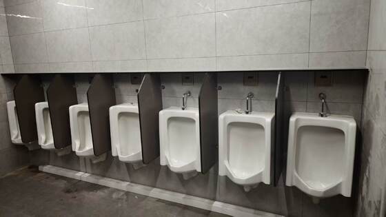 Factory Public Restroom Toilet Partitions | HPL Compact Laminate Toilet Stalls & Urinal Dividers