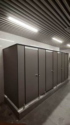 Service Station Toilet Partition | HPL Compact Laminate Public Restroom Cubicle